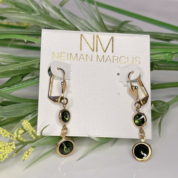 Neiman Marcus Green & Goldtone Stone Statement Earrings - Picture 3 of 6